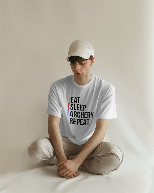 Eat Sleep Archery Repeat T-Shirt (White) | Archery Lifestyle Tee